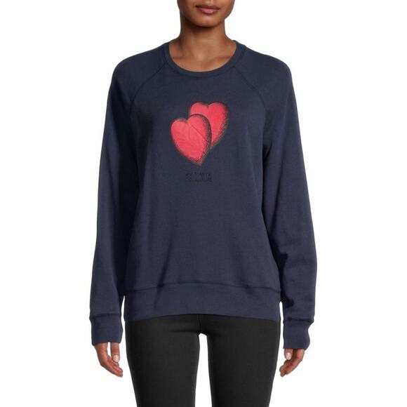 ZADIG & VOLTAIRE Heart-Print Crewneck Sweatshirt Size Large - Picture 3 of 8